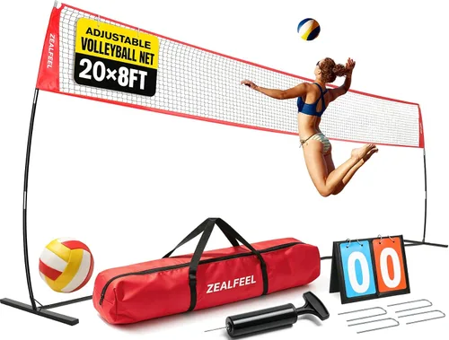 Vista 10 de ZEALFEEL Volleyball Net,12/20ft Portable Height-Adjustable Set for Backyard