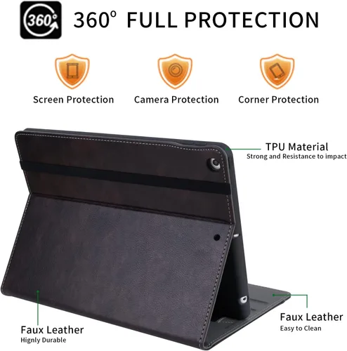 Vista 3 de HFcoupe Funda protectora de soporte multiángulo para iPad de 9ª, 8ª y 7ª generación (2021/2020/2019), funda protectora con soporte multiángulo