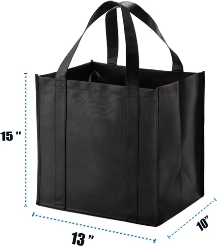 Vista 2 de NERUB Juego de 10 bolsas de comestibles reutilizables de servicio pesado, bolsas de compras, bolsas grandes para comestibles con fondo reforzado