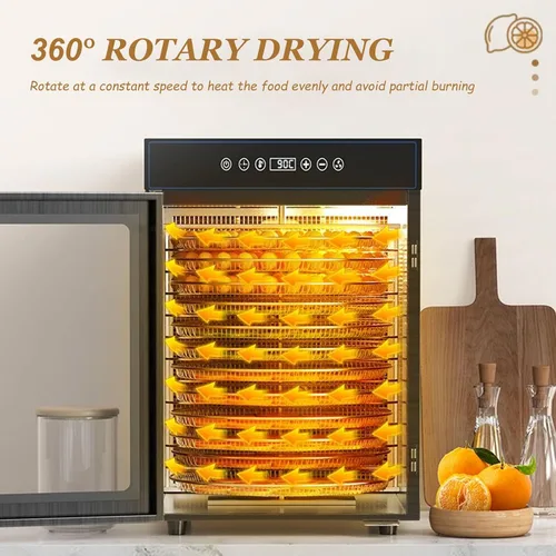 Vista 4 de 1000W 12-Tray Stainless Steel Food Dehydrator with 11.8" Diameter-Large Trays 86-194°F Temp Control, Overheat Protection Efficient for Drying