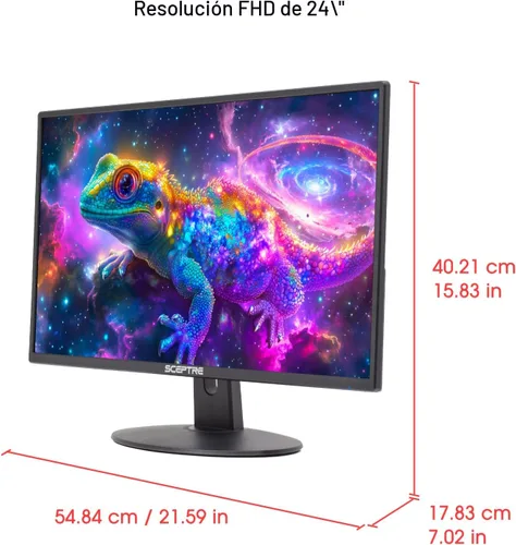 Vista 3 de Sceptre Monitor LED de 24 pulgadas 75Hz 1080p con altavoces incorporados puertos HDMI VGA, nuevo negro 2019 (E248W-1920)