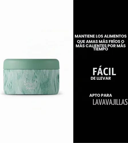 Vista 2 de S'well S'nack Recipiente de alimentos de acero inoxidable, 10 onzas, árbol de menta, cuencos aislados de doble capa, sin BPA
