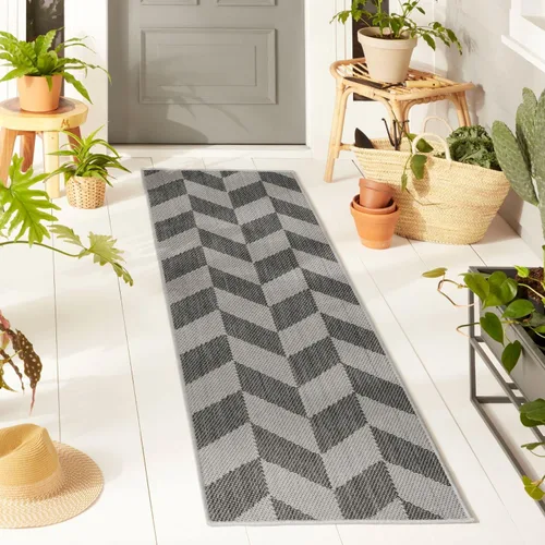 Vista 25 de Nicole Miller New York Patio Country Calla - Alfombra contemporánea de espiga para pasillo de interiores y exteriores, azul/gris, 1 pie y 9 pulgadas