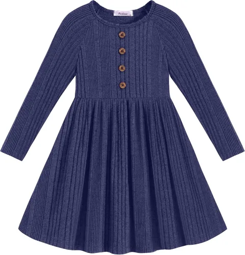 Vista 9 de Arshiner Suéter de manga larga para niñas pequeñas, vestidos de otoño e Verde