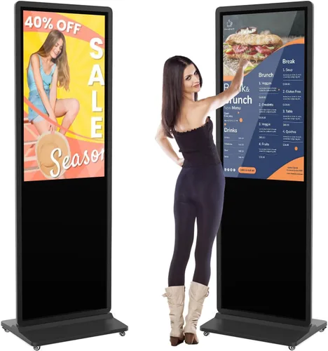 Vista 30 de MWE 32 pulgadas piso interior de pie señalización digital, sistema CMS, quiosco de exhibición de publicidad, pantalla LCD tótem comercial póster