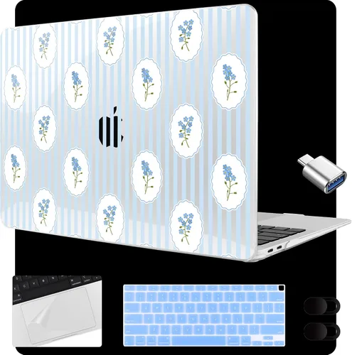 Vista 10 de MEEgoodo Funda para MacBook Air de 13.3 pulgadas 2021 2020 2019 2018 A2337 M1 A2179 A1932, carcasa para laptop para MacBook Air M1 con cubierta