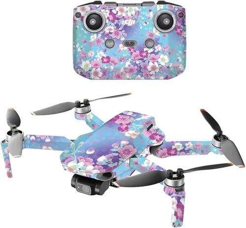 Vista 12 de MightySkins - Compatible con DJI Mini 2 Dron portátil - Blue Petals Funda protectora de vinilo duradera y única Fácil de aplicar, quitar