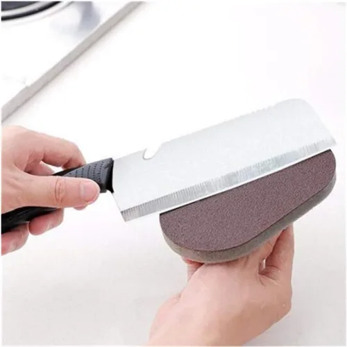 Vista 3 de 1 Pcs Emery Sponge Brush Eraser Cleaner Rust Cleaning Tool Kitchen Tool Sink Pot Bowl Scrubber Handle Grip (Brown)