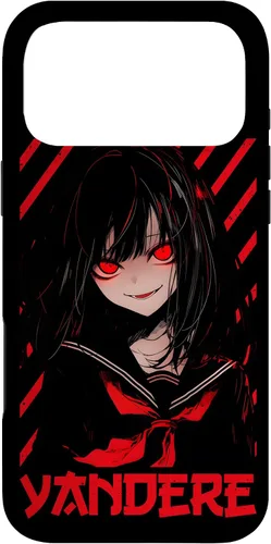 Vista 22 de Funda para iPhone 16 Yandere Anime Girl Kawaii Emo Goth Otaku Anime Manga Lover