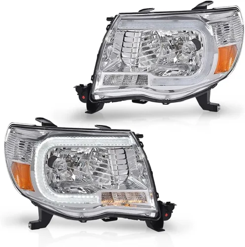 Vista 15 de G-PLUS - Par de faros delanteros led para circulación diurna, lente transparente, carcasa negra, reflector ámbar