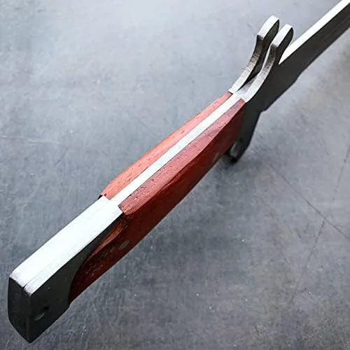 Vista 5 de Machete táctico de acero inoxidable de 18 pulgadas con mango de madera