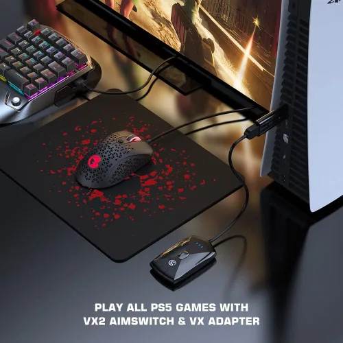 Vista 9 de Gaming Keyboard and Mouse for PS4Xbox OneXbox Series XSNintendo SwitchPC GameSir VX2 AimSwitch Wireless Keyboard and Mouse Adapter with RGB Backlit