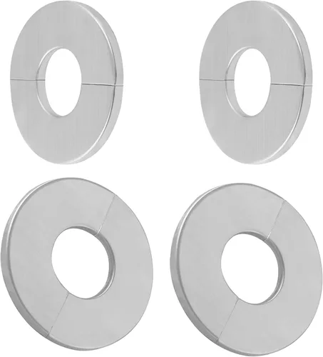 Vista 2 de 4 piezas autoadhesivas de pared dividida de brida cubierta de tubería de acero inoxidable placa redonda de 1.06 pulgadas para tuberías de agua