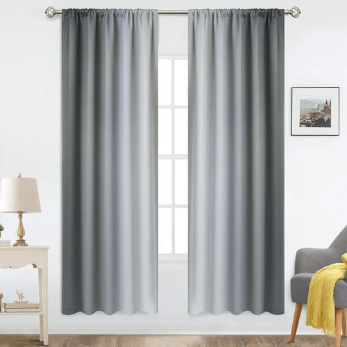 Vista 14 de COSVIYA Cortinas degradadas con dobladillo para cortinero, cortinas de oscurecimiento de habitación de 63 pulgadas de largo, cortinas degradadas