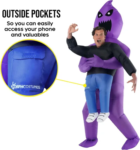 Vista 4 de Morph Disfraz inflable de fantasma, disfraz inflable morado, disfraz inflable de la parca, disfraz inflable para adultos