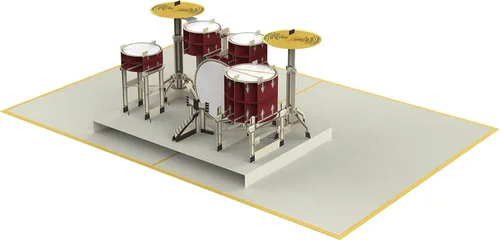 Vista 2 de PopLife Kit de batería 3D Pop Up Card – Tarjeta de cumpleaños de músico, fiesta de jubilación, día del padre, regalo de banda de rock, graduación