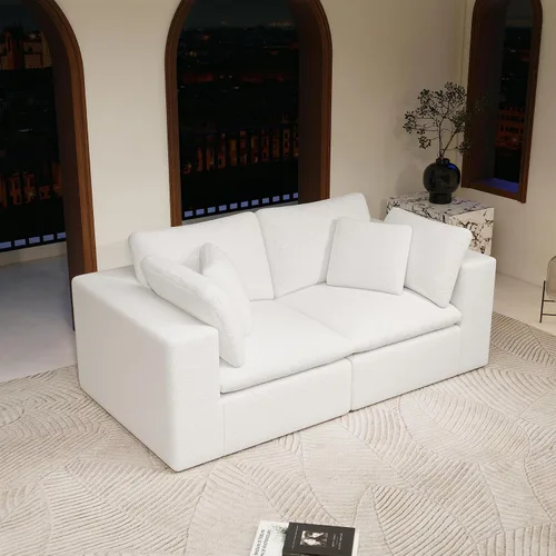 Vista 22 de WILLIAMSPACE Sofá modular Cloud de 107.9 pulgadas para sala de estar, moderno sofá tapizado de espuma de espuma para el suelo, sofá en forma de L