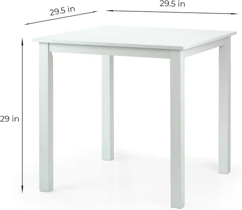 Vista 8 de Dining Kitchen Set of 3 Square Table and 2 Side Warm Chairs Classic Solid Wood in White Finish