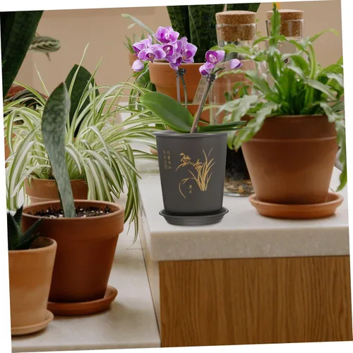 Vista 7 de 3 Sets Plastic Orchid Planter Pots with Saucers, Indoor Planters for Home