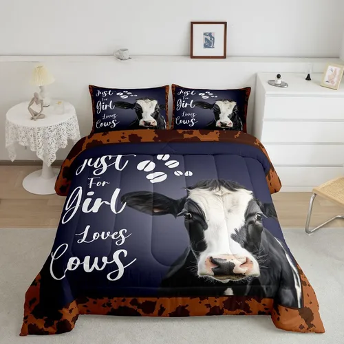 Vista 14 de Erosebridal Juego de edredón rústico de vaca, tamaño individual, juego de ropa de cama retro de piel de vaca para niños y niñas, relleno de edredón