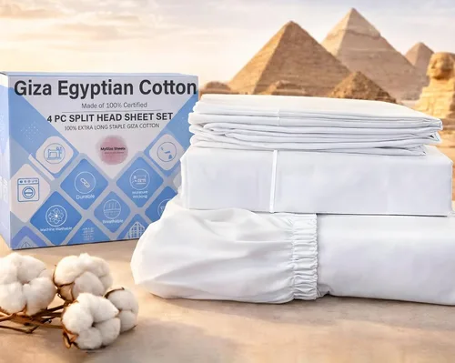 Vista 41 de MyGiza Sheets, Juego de sábanas 100% de algodón egipcio Giza, tamaño individual, para adaptarse a colchones de hasta 15 pulgadas de profundidad