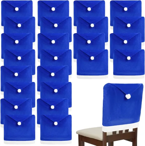 Vista 11 de Peryiter 24 Pcs Christmas Santa Hat Chair Cover Dining Decor, Black