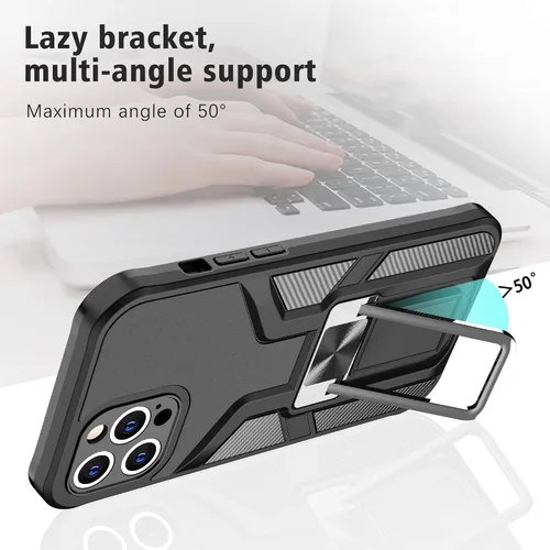 Vista 7 de Funda para iPhone 11 Pro Max anticaídas, resistente grado militar, a prueba de golpes, doble protección (TPU+PC), funda magnética sólida y duradera