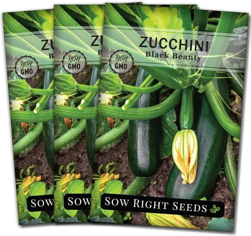 Vista 8 de Sow Right Seeds - Semillas de calabacín Black Beauty para plantar - Paquete de reliquia sin OMG con instrucciones para plantar un huerto doméstico
