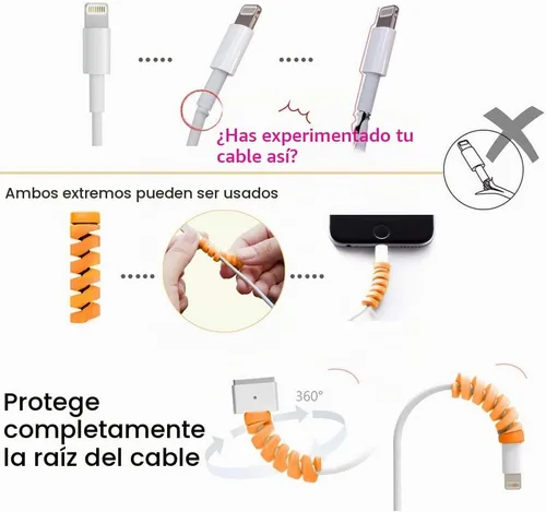 Vista 4 de 36 piezas de protectores de cable para iPhone iPad, protectores de extremo de cable con 2 clips de cable de escritorio, VIWIEU protector de cable