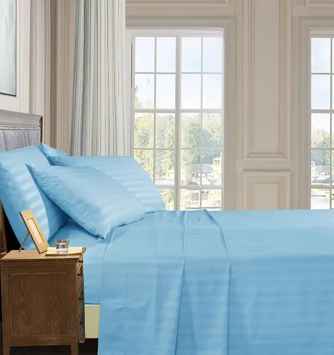 Vista 2 de Elegant Comfort - Juego de sábanas de 4 piezas, microfibra de 1500 hilos de calidad egipcia de lujo resistente a las arrugas, rayas estilo damasco