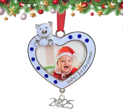 Vista 9 de Adornos de la primera Navidad del bebé 2025, adorno de mi primera Navidad 2025 para niña niño bebé 1ª Navidad adorno para recién nacido recuerdo