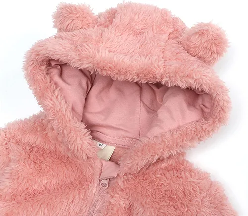 Vista 3 de Overol de forro polar con capucha chaqueta para bebé niño ropa de abrigo para niñas y niñas rosa 0-3 meses