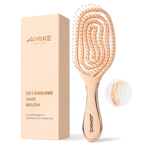 Vista 9 de AIMIKE Cepillo de pelo en espiral para cabello fino, cepillo desenredante Negro clásico