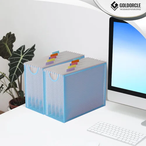 Vista 5 de Organizador de Archivos Colgantes, Portaarchivos Tamaño Carta Caja de Archivo con 5 Carpetas Colgantes, Almacenamiento de Carpetas de Archivos