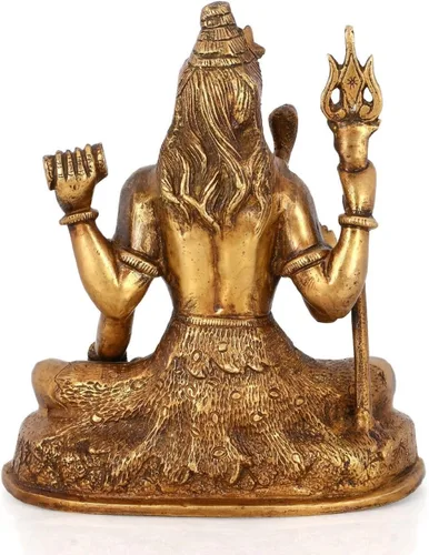 Vista 3 de Estatua de latón antiguo de Shiva, escultura/estatuilla de bendición de Shiva, ídolos grandes para decoración del hogar y regalos