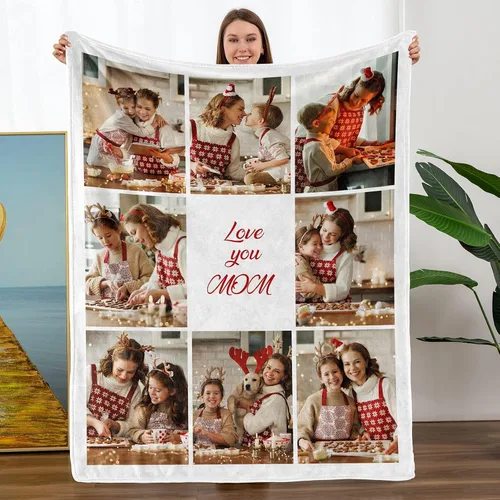 Vista 27 de TURMTF Manta personalizada con foto para mamá de hija e hijo, regalos de boda personalizados para ella, él, pareja, esposa, marido, novia, novio