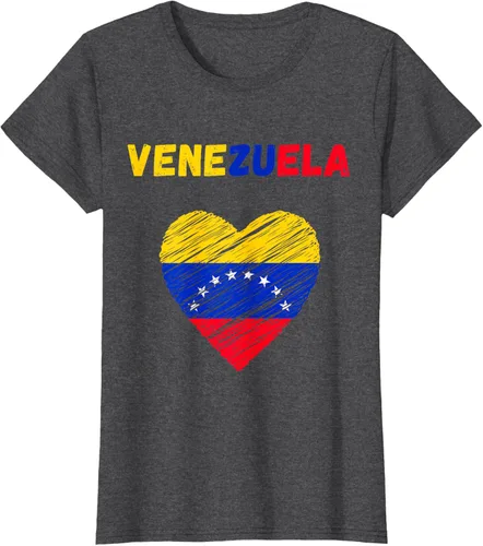 Vista 7 de Camiseta con la bandera venezolana con corazón de Venezuela, Negro