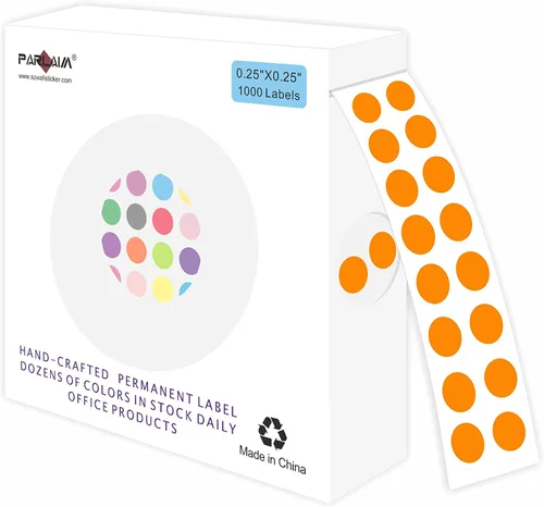 Vista 30 de PARLAIM Calcomanías de punto de código de color de 0.25 pulgadas, 1000 calcomanías de codificación en rollo para oficina, aula de estudiantes, Agua