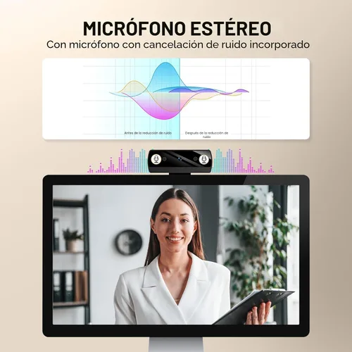 Vista 3 de Diccik Cámara web 1080P con micrófono, cámara web de videollamadas Full HD, cámara web de corrección de luz HD para zoom/Skype/equipos, cámara web
