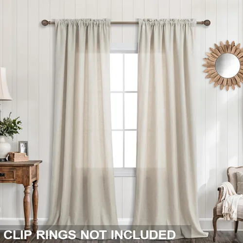 Vista 98 de KOUFALL Juego de 2 cortinas de puerta francesa, cortinas de lino para puerta/ventana, cortina transparente boho para cristal lateral delantero