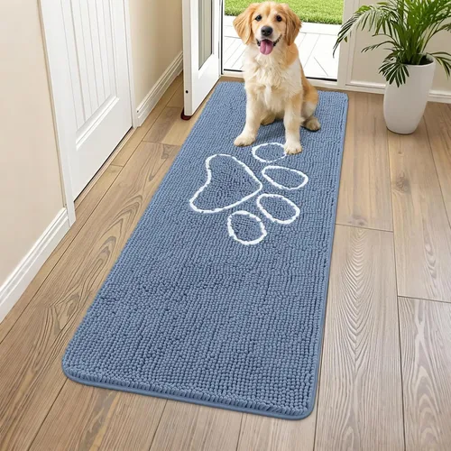 Vista 149 de Smiry Tapete para puerta de perro para patas fangosas, absorbente y Gris y negro