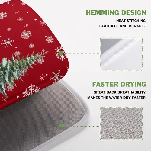 Vista 4 de Kawani Tapete de secado de platos de gnomo de Navidad para encimera de cocina, gnomos de Navidad, copos de nieve, almohadilla de secado de platos