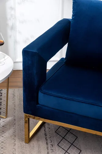 Vista 8 de Roundhill Furniture Lenola - Silla tapizada con brazos, color azul, 29.75 pulgadas de profundidad x 27.5 pulgadas de ancho x 34.5 pulgadas de alto