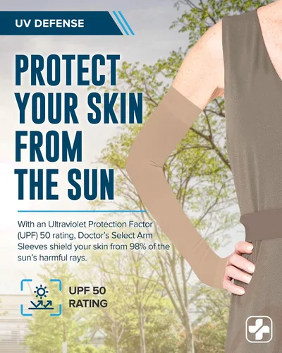 Vista 2 de Doctor's Select Protectores de brazo para piel fina y moretones para mujeres y hombres, 2 pares de protección solar UPF 50 y enfriamiento