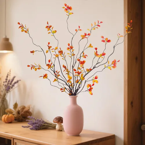 Vista 6 de 4 ramas de ficus artificiales de tallos de otoño, tallos de eucalipto sintético de 47.2 pulgadas, decoración de otoño, hojas falsas, decoración