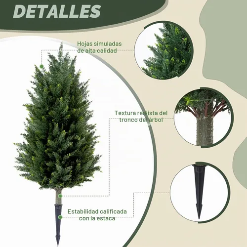Vista 8 de Set of 2 Artificial Cedar Topiary Christmas Trees, 3FT UV-Resistant Faux Cypress Shrubs with Ground Spikes — Tall Evergreen Decorative Plants for 2