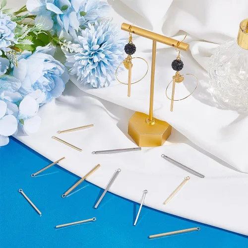 Vista 2 de UNICRAFTALE Metal Bar Charms Stainless Steel Bar Pendants Golden & Stainless Steel Color Charms Metal Necklace DIY Pendant for Earrings Jewelry