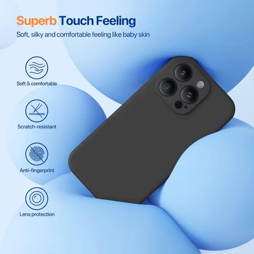 Vista 3 de Miracase Funda diseñada para iPhone 14 Pro Max con protector de pantalla, [Protección mejorada y actualizada de la cámara], funda de silicona Negro