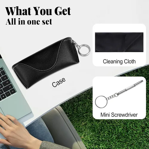 Vista 3 de RayLove Estuche para gafas de sol, funda de cuero portátil para gafas de sol, funda de protección de viaje