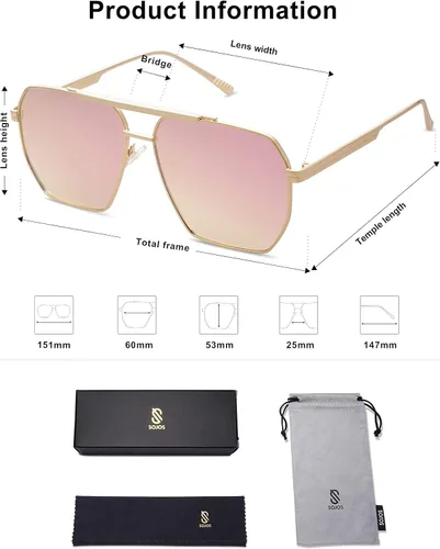 Vista 5 de SOJOS Gafas de sol polarizadas cuadradas de gran tamaño retro para mujeres y hombres